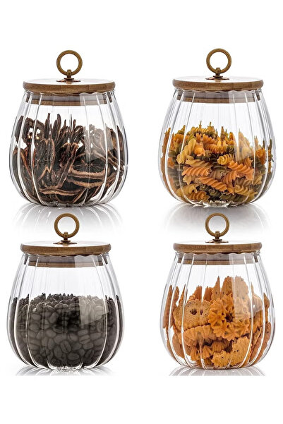 TAPIT Airtight Glass Jars Set of 4,Glass Coffee Nuts Canister with Bamboo Lid...