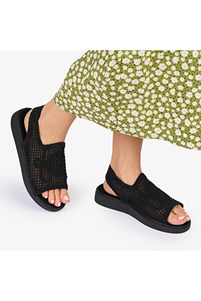 LanaFashion SANDALE dama DIN TEXTIL CU MODEL CRL1017 Culoare: NEGRU