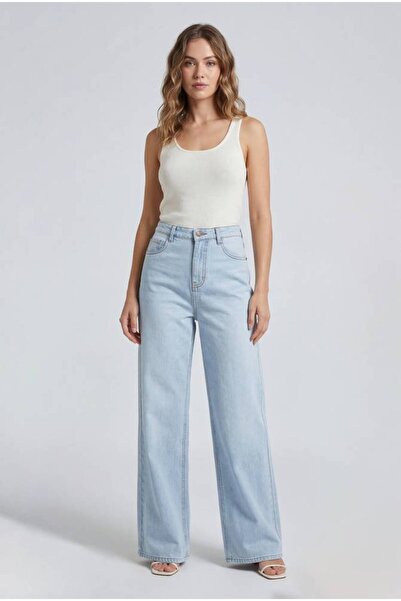 OEMS Women's High-Rise Wide-Leg Denim Jeans - Stretch Comfortable - 30