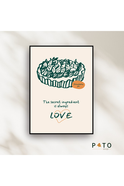 Pato Design 'Love - Strawberry Pie' Mutfak Dekoratif Tablo | Siyah Çerçeveli ...