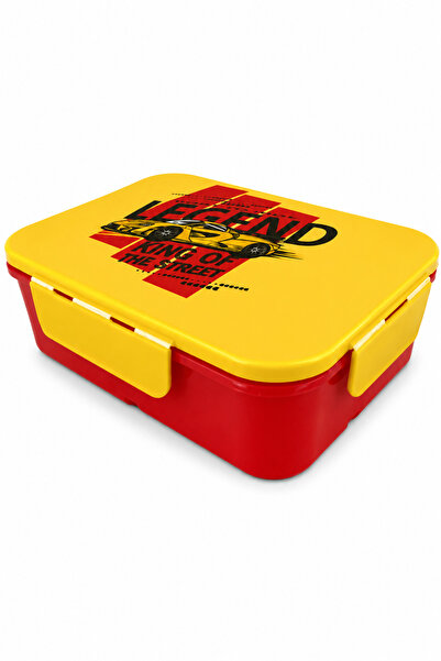 Noki Kids Plastik Lunch Box Sarı / Kırmızı Taşıma Kulplu Beslenme Kabı