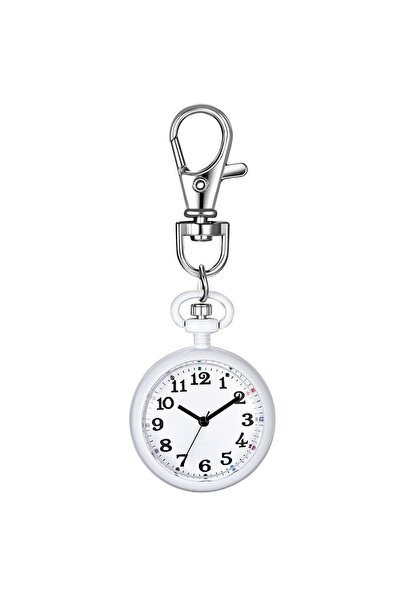 OEM Novelty Key Chain Watch Vintage Quartz Pocket Watch Fob Clip-on – Silver