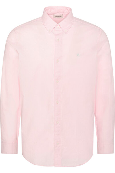 Calvin Klein Ls Men's Solid Color Oxford Pink Classic Shirt