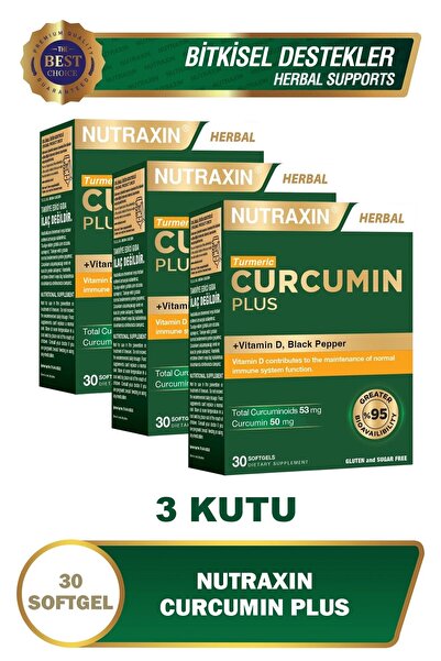 Nutraxin Curcumin Plus 30 Softgel - Vitamin D, Karabiber x3 Kutu