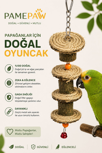 PAMEPAW Muhabbet Kuşu , Papağan Oyuncağı Kemirme Parçalama , Jüt Halat Doğal ...