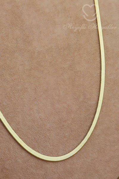 Keyifli Hayaller Xuping Kolye - Vip Xuping 3mm İtalyan Ezme Zincir 14K Gold 60 cm Şık Kolye Kararmaz Solmaz