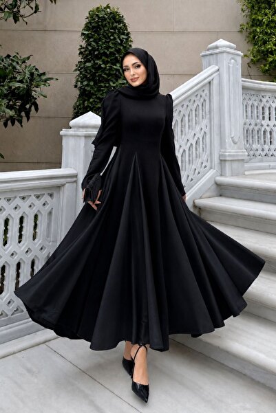 MAG FASHİON Tesettür Elbise Siyah Eteği Çan Elbise Tesettür Abiye Elbise Tese...