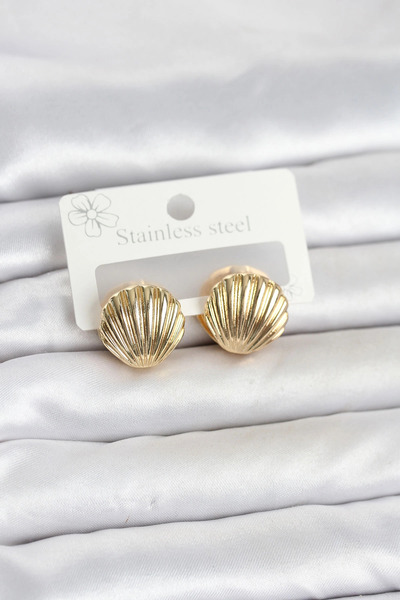Generic Brand Mey Import ®   316L Steel Gold Color Sea Shell Model Women's Ea...