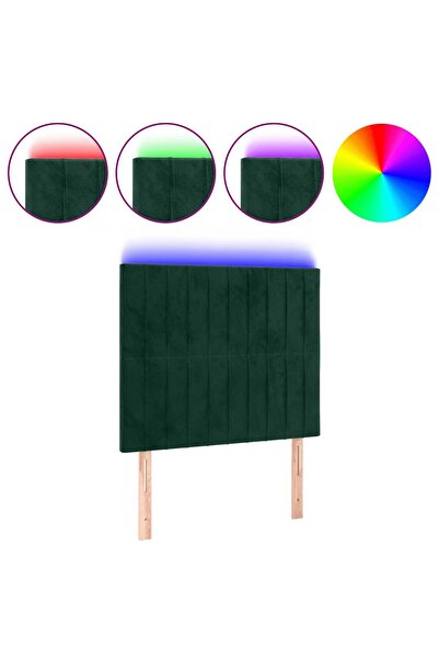 vidaxl Tăblie de pat cu LED, verde închis, 90x5x118/128 cm, catifea