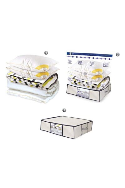 OEM Set Sac Vidat 3D cu Husă Gri 100 x 105 x 50, Depozitare Haine Voluminoase...