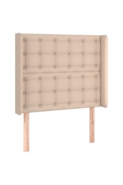vidaxl Tăblie pat cu aripioare cappuccino 83x16x118/128 cm piele