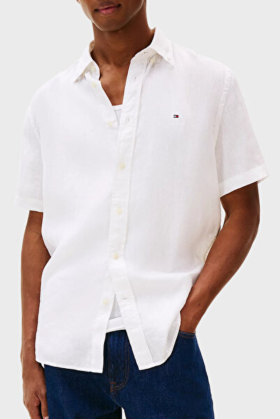 Tommy Hilfiger % 100 Keten Regular Fit Kısa Kollu Gömlek Erkek GÖMLEK MW0MW41...