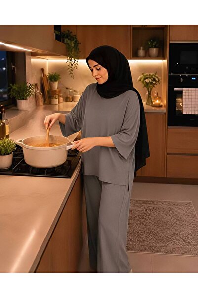 1way Comfortable and Stylish Home Pajamas, Striped T-Shirt and Wide-Leg Pants...