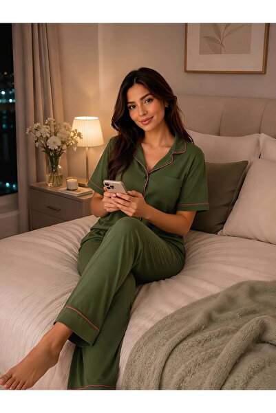 1way بجامه نسائي ساده مقلم صيفي مريحه وانيقه للمنزل