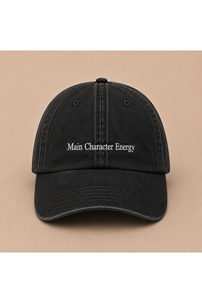 WeavedCo Main Character Energy Written Vintage Washed Hat (Not Printed, Embro...