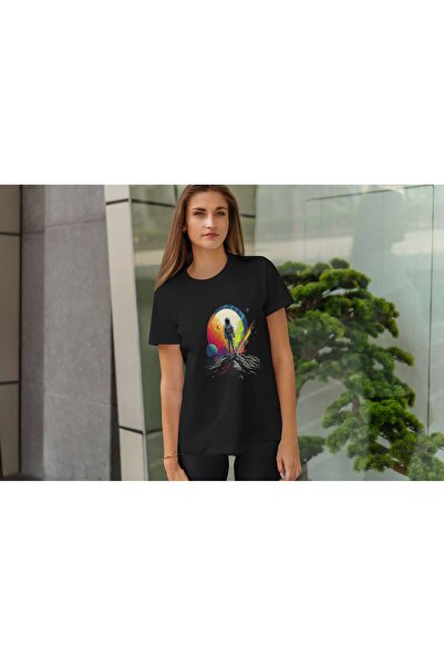 iLovePrints Astronaut Exploring Vibrant Space Tshirt