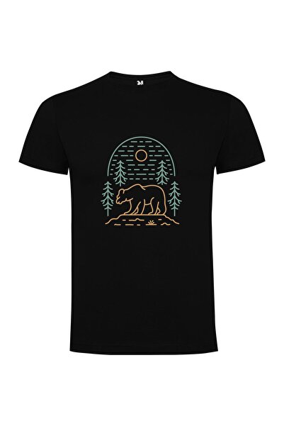 iLovePrints Grizzly Linework Wildlife Illustration Tshirt