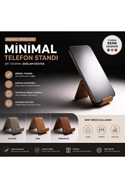 3D Şık Tasarımlı Baskı Telefon Standı | Ev, Ofis ve Çalışma Masası İçin