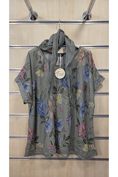 Park Moda Italian Blouse with Shawl, Linen Blend