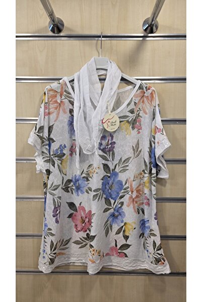 Park Moda Italian Blouse with Shawl, Linen Blend
