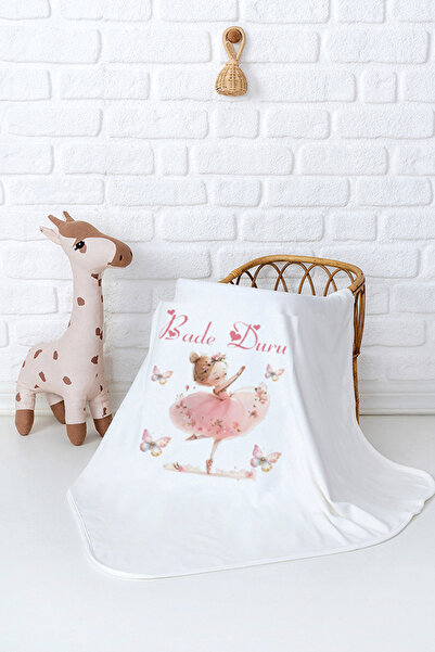 Pia Baby İsme Özel %100 Pamuk Çift Kat Penye 80x80 cm Kız Bebek Battaniyesi Y...