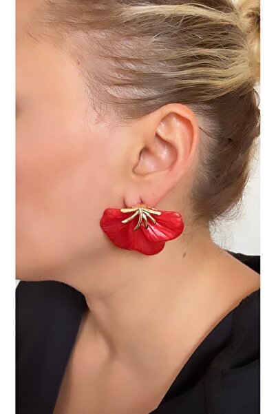 VNS Accessories Imported Gold Detailed Leaf Earrings (3.5 cm)