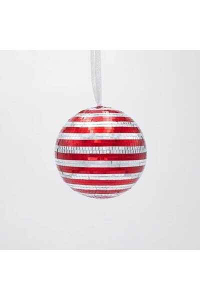 Generic Mπάλα Disco Κόκκινη Ασημί, 10 cm