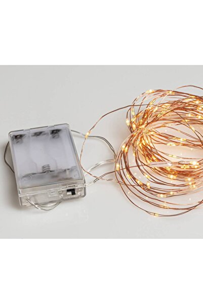 Generic 100 λαμπάκια LED σε σειρά μπαταρίας, 10 m, μπρονζέ καλώδιο χαλκού (Co...