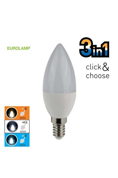 EUROLAMP Λάμπα LED κεράκι, 6W=60W, για Ε14 (μινιόν), 3σε1 Ρυθμιζόμενο Λευκό 6...