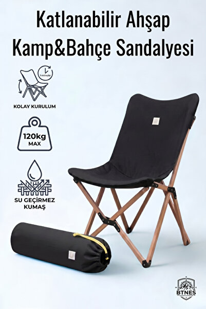 BTNES Ahşap Kamp Sandalyesi Taşınabilir Katlanabilir Bahçe Ve Piknik Sandalyesi