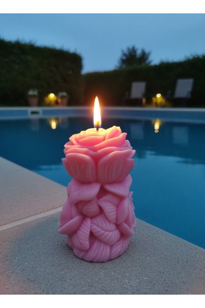 Butik GÜL TASARIMLI HEDİYELİK DEKORATİF PORTAKAL ÇİÇEĞİ KOKULU SOYA WAX MUM (...