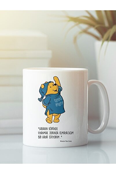 D&Y GAUDERY Baskıpasssatı Beyaz Porselen Kupa Bardak Winnie The Pooh Aşk Dost...