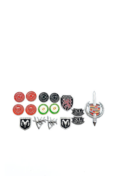 lina oto aksesuar Complete Set of 16 Metal Badges Mixed and Packaged.