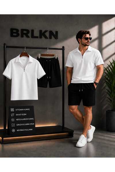 BRLKN Half Zipper Ottoman Shorts Set