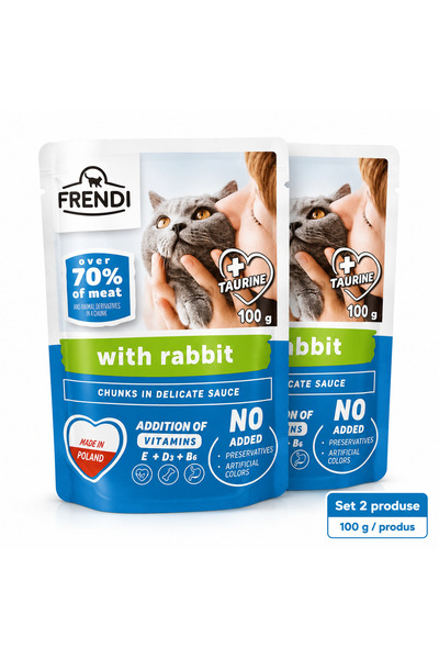 FRENDİ Cat, hrana umeda pentru pisici, Set 2 plicuri, Mix Peste, Iepure, 2 x ...