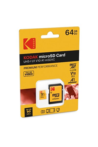 Kodak Card de memorie microSD de 64 GB, Performanță Premium, UHS-I V10 U1 Cla...