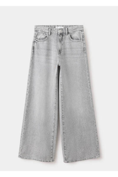 Mango Teen Düşük bel wide leg jean pantolon