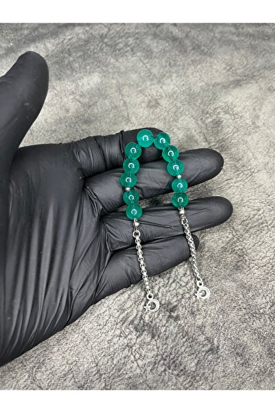 Mos Tespih خرز زجاجي أخضر من زازا، سبحة من الحجر الطبيعي