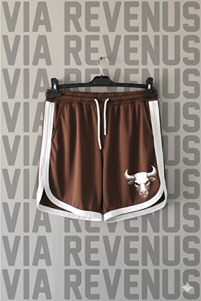Vordevia Pantaloni scurți de antrenament sport retro unisex cu imprimeu Bull