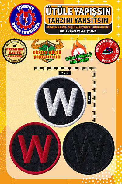 Embory Iron-On Embroidered Patch, Letter W (3 Pcs) Iron-On Embroidery Woven A...