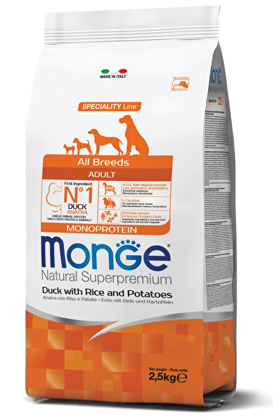 Monge Adult Tek Proteinli Ördekli Yetişkin Köpek Maması 2,5 Kg