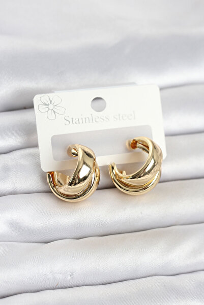 Leyaton Lwlhmrs-Ieg Ieg ™   316L Steel Gold Color Asymmetric Hoop Model Women...