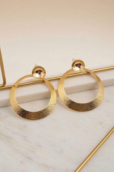bacc Gold Hammered Texture Hoop Earrings