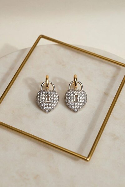 bacc Silver Stone Lock Minimal Earrings