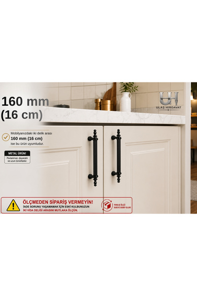 Ulaş Hırdavat Luxury Cabinet Drawer Handle Dove Handle 1 Piece 160mm Furniture Handles, Metal (Screws Included)