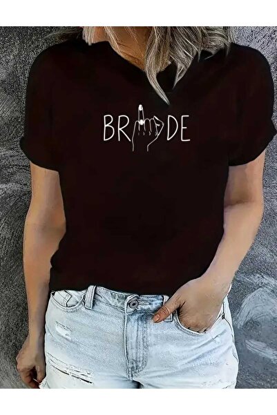 JENOLAN Bride written ring Printed Oversized casual boyfriend t-shirt bridal ...