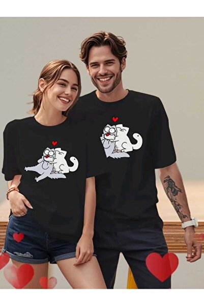 JENOLAN Dragi par, kombinacija majica sa printom mačke koja se grli, unisex, ...