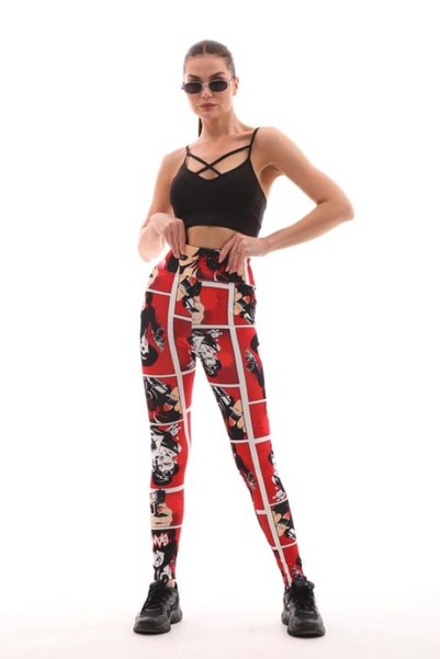 TuZeGiyim Patterned High Waist Recovery Does Not Show Underwear Does Not Take Pot. Women's Sports Tights
