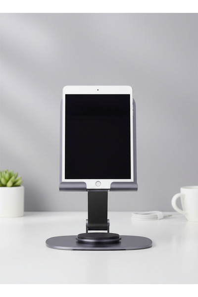 Yallabena Desktop Metal Phone Stand – 360° Rotating & Foldable Holder