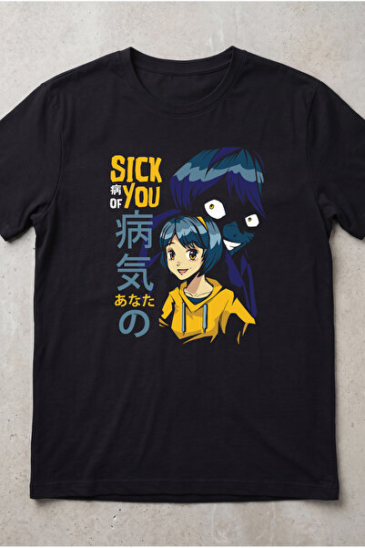 Silkensoul تي شيرت مطبوع عليه عبارة "Sick Of You Dark Aesthetic Street Fashio...